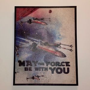 STAR WARS artwork, 16” x 20”. Brand new condition. “MAY THE FORCE BE WITH YOU”.